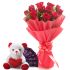 F2C Surprise-You Divine Love Roses Flower Bouquet Teddy & Chocolate Gift Pack